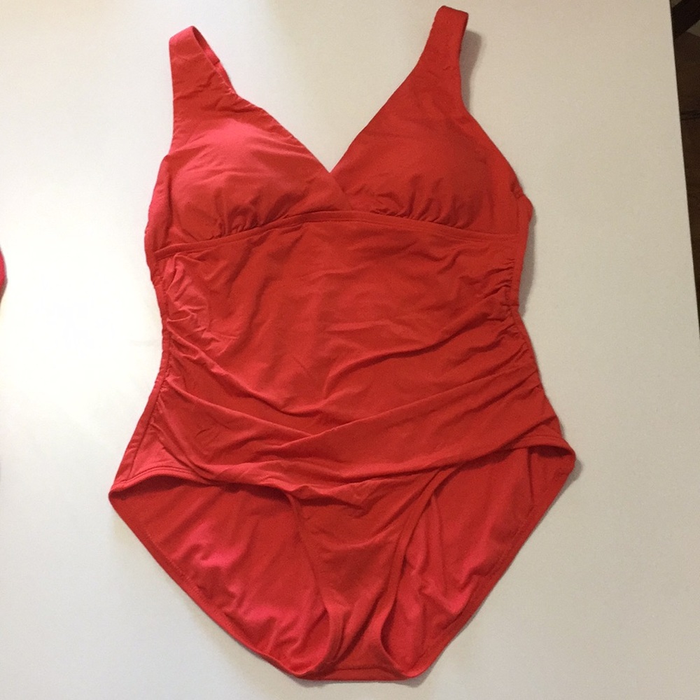 Jantzen coral strappy one piece suit. 16